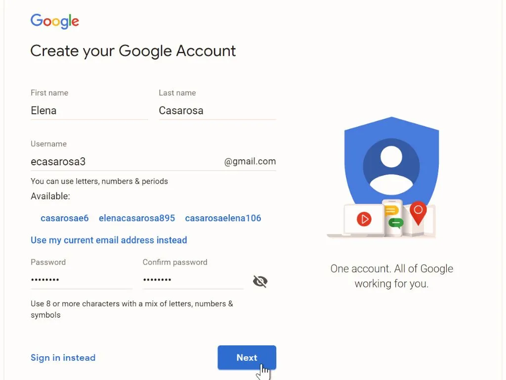 Gmail Account is Manually Created