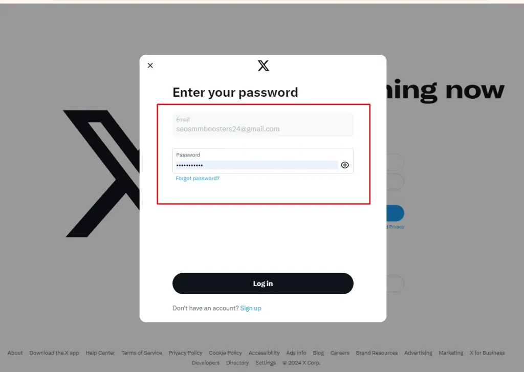 Twitter Login Fields